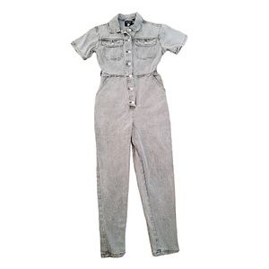 Boohoo Denim Short Sleeve Jumpsuit